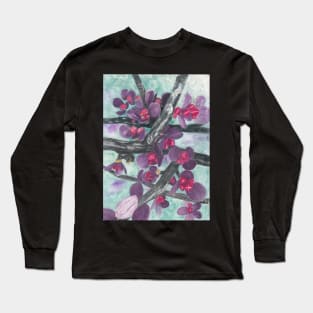 Barberry Shrub Spring Buds with Background Long Sleeve T-Shirt